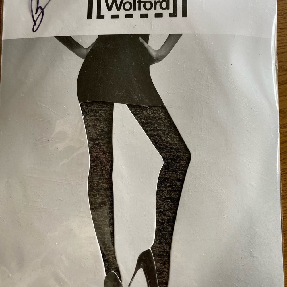 Wolford anthracite-mele cotton blend tights M